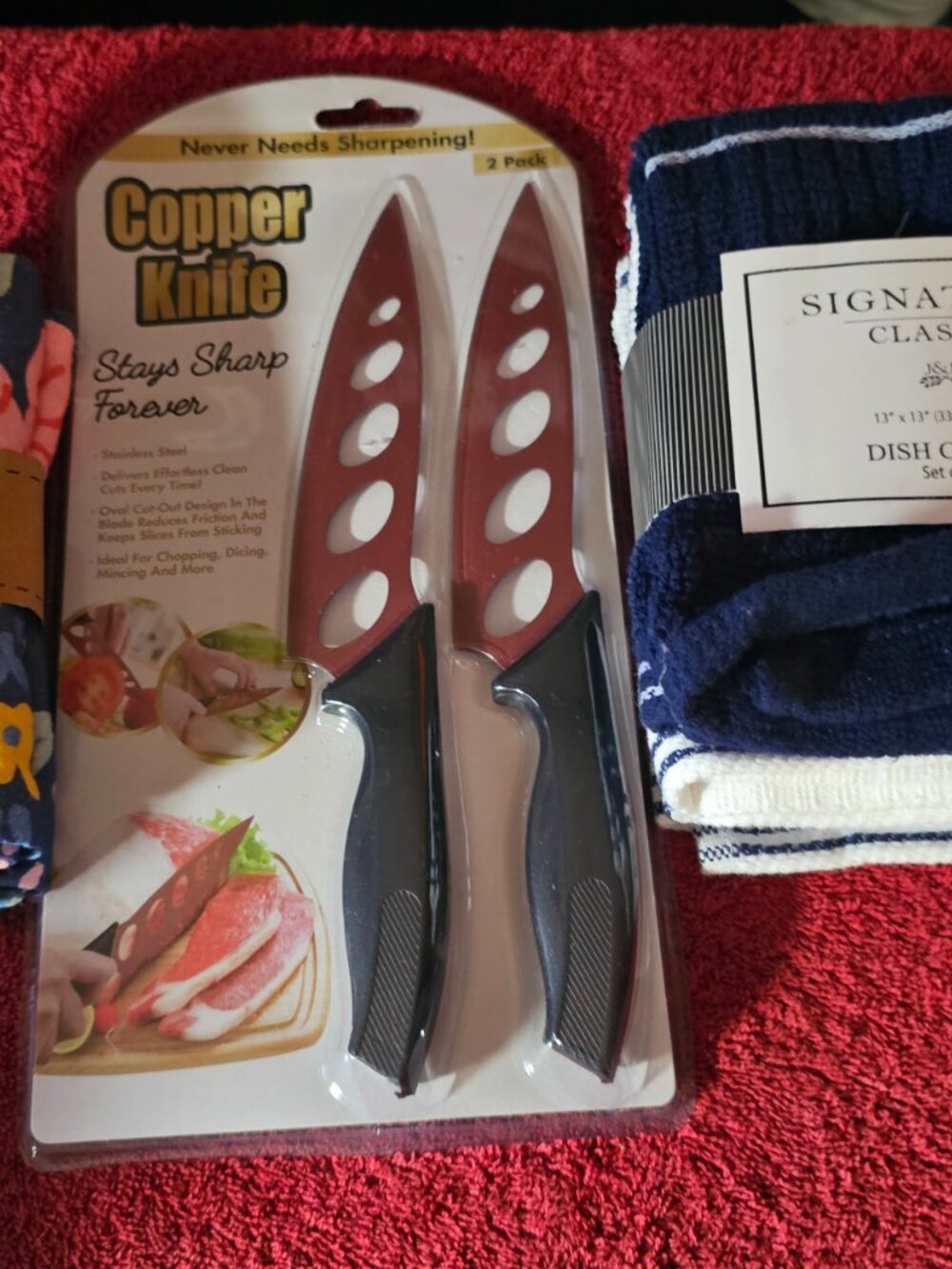 3 Piece Kitchen Set (Dish Towels, Spatula Gift Set and Copper Knife Set)